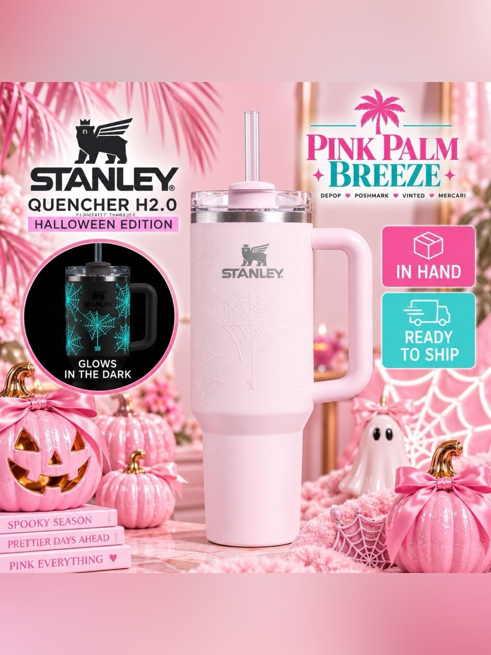 Glow in the Dark Stanley Pink Sugar Spider